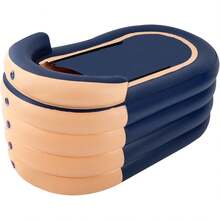 HaroldDol PVC Inflatable Spa Pool, 84 * 140 * 74cm, Foldable Adult Bath Tub With Air Pump, Pool In Summer, Freestanding Bathtub For Home Spa (Orange) - Orange and Blue - View 4