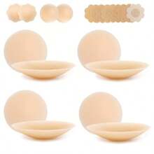 QY Nipple Covers For Women 4 Pairs Body Breast Petals Sticky Adhesive Silicone Nipple Pasties Reusable Pasty Bra Pad 8380 - như hình ảnh - Xem 1