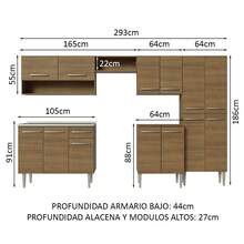 Cocina Integral Completa Modular Madesa Emilly 293cm Con Tarja Color Marrón 09 - Marrón - Ver 4
