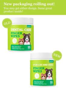 GJYC PET Toallitas limpiadoras de dientes para perros de gran capacidad - Paquete de 55 piezas para perros y gatos | Preempapadas para un uso fácil, refresca el aliento, cuidado oral conveniente, sin necesidad de cepillado