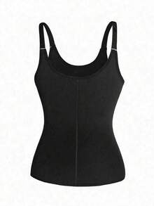 1pc Sports Waist Trainer Corset With Zipper, Body Shaper Vest Tummy Control Shapewear - Black - View 8