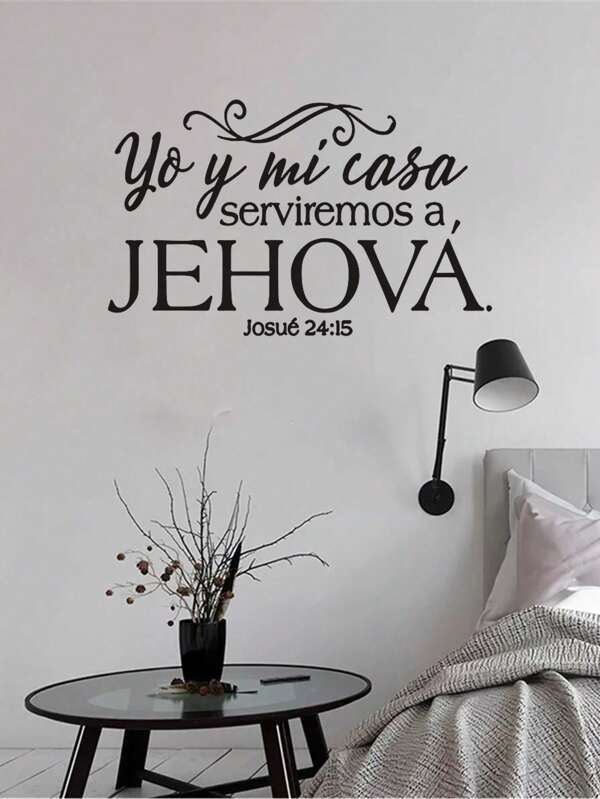 1PC Josue 24:15 Bible Verses Vinyl Wall Stickers Written In Spanish Spanish Christian Home Wall Stickers Wallpaper Spanish Wall Phrases Bible Verses Waterproof And Detachable