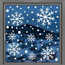 1 套玻璃窗雪喷窗贴、圣诞窗贴、玻璃窗雪喷窗贴、冬季窗贴、圣诞节假期、办公室室内装饰玻璃圣诞装饰品、圣诞装饰、圣诞装饰品、家居圣诞装饰