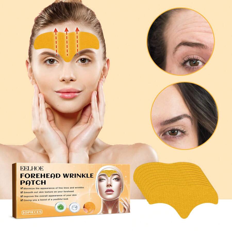 Eelhoe Forehead Wrinkle Patch Anti Wrinkle Pad Forehead Skin Massage Reduce Fine Lines Wrinkles Smooth Out Skin Texture On Your Forehead Forehead Care Patch - 黃色 - 查看 1