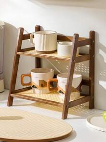 1个桌面厨房收纳架，调料架，双层桌面收纳架，适用于办公室、厨房、杯架、圣诞节、冬季、厨房