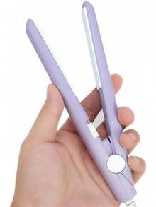 plancha de pelo, rizador de calefacción de hierro plano de turmalina de cerámica portátil 2 en 1 para rizar enderezar flequillo, cabello ondulado cabello corto plancha para cabello(Púrpura) - 1 - Ver 4