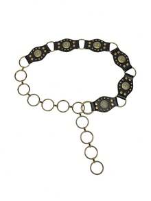 1 件复古 Y2K 铆钉腰带，拼布设计，秋季，万圣节 - 黑色 - 查看 5