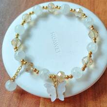3pcs Random Mixed Color Fashionable Bohemian Style Crackle Glass Butterfly Bracelets, Suitable For Daily Wear, Best Gift For Women