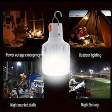 4pcs Rechargeable LED Camping Lanterns With USB Charging, Hands-Free Tent Light & Hook - Perfect For Adventure, Climbing, Emergencies & Holidays, Camping Accessories - 白色 - 查看 6