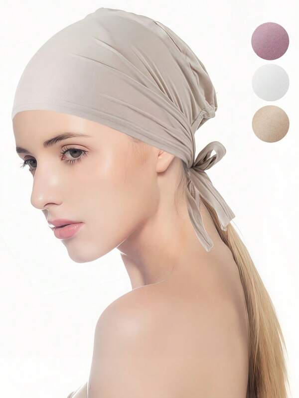 1pc Solid Color New Style Two-Piece Hat, Versatile Underhat, Modal Turban Headband