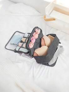 1pc Large Capacity Polyester Travel Underwear Storage Bag With Dividers, Portable Toiletry Storage Bag, Bohemian Style, Underwear And Clothing Storage Bag, Practical Personal Items Organizer, Holiday Gift, Christmas, Must-Have For Women