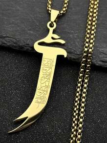 Sword Shape Hollow Pendant Gold/Silver Color Stainless Steel Sword Necklace Fashion Gorgeous Gifts For Men And Women