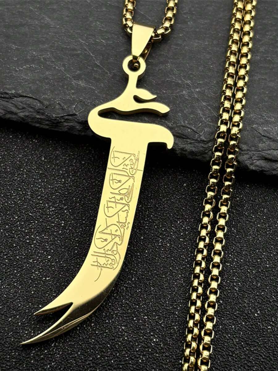 Sword Shape Hollow Pendant Gold/Silver Color Stainless Steel Sword Necklace Fashion Gorgeous Gifts For Men And Women
