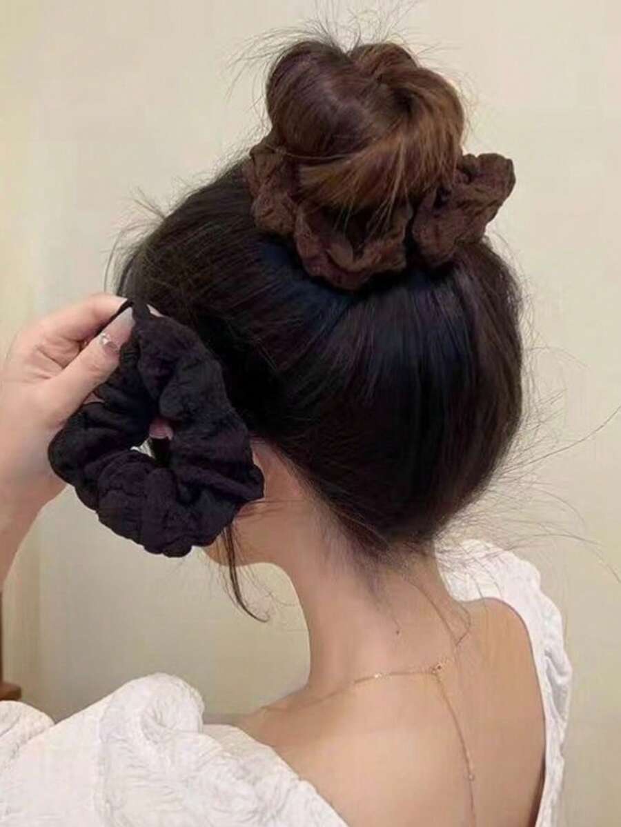 3 件套缎面发圈，韩式简约发带，优雅女士发饰，发圈，发球，休闲 - 彩色 - 查看 1