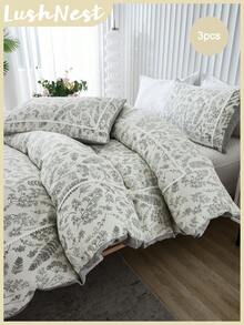 Bộ ga trải giường họa tiết hoa, bộ 3 món phong cách nông trại Bohemian, trang trí tua rua bông xù, ga trải giường bằng sợi microfiber mềm mại, phù hợp cho nam, nữ và trẻ em, gồm 1 ga trải giường và 2 vỏ gối, không bao gồm chăn bông, sử dụng được cả bốn mùa. - Nhiều màu - Xem 2