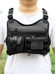 Men's Outdoor Tactical Vest Bag, Functional Casual Personalized Messenger Bag, Ins Style Chest Bag, Sports Chest Pack, Christmas Gift For Men