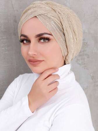 1pc Shiny Gold Metallic Hairnet For Women, Ultra-Light And Ultra-Thin Design Women Hijab For Dress