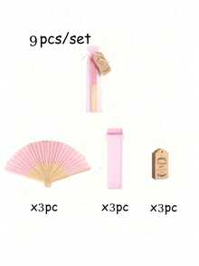 1-40支/套 折叠纸扇，DIY便携式中国竹扇，婚礼宾客回礼，生日派对装饰，圣诞节，情人节，新年礼物，家居装饰，折叠手持扇，个性化婚礼扇，派对装饰，艺术工艺家居装饰礼品 - 粉色 - 查看 10