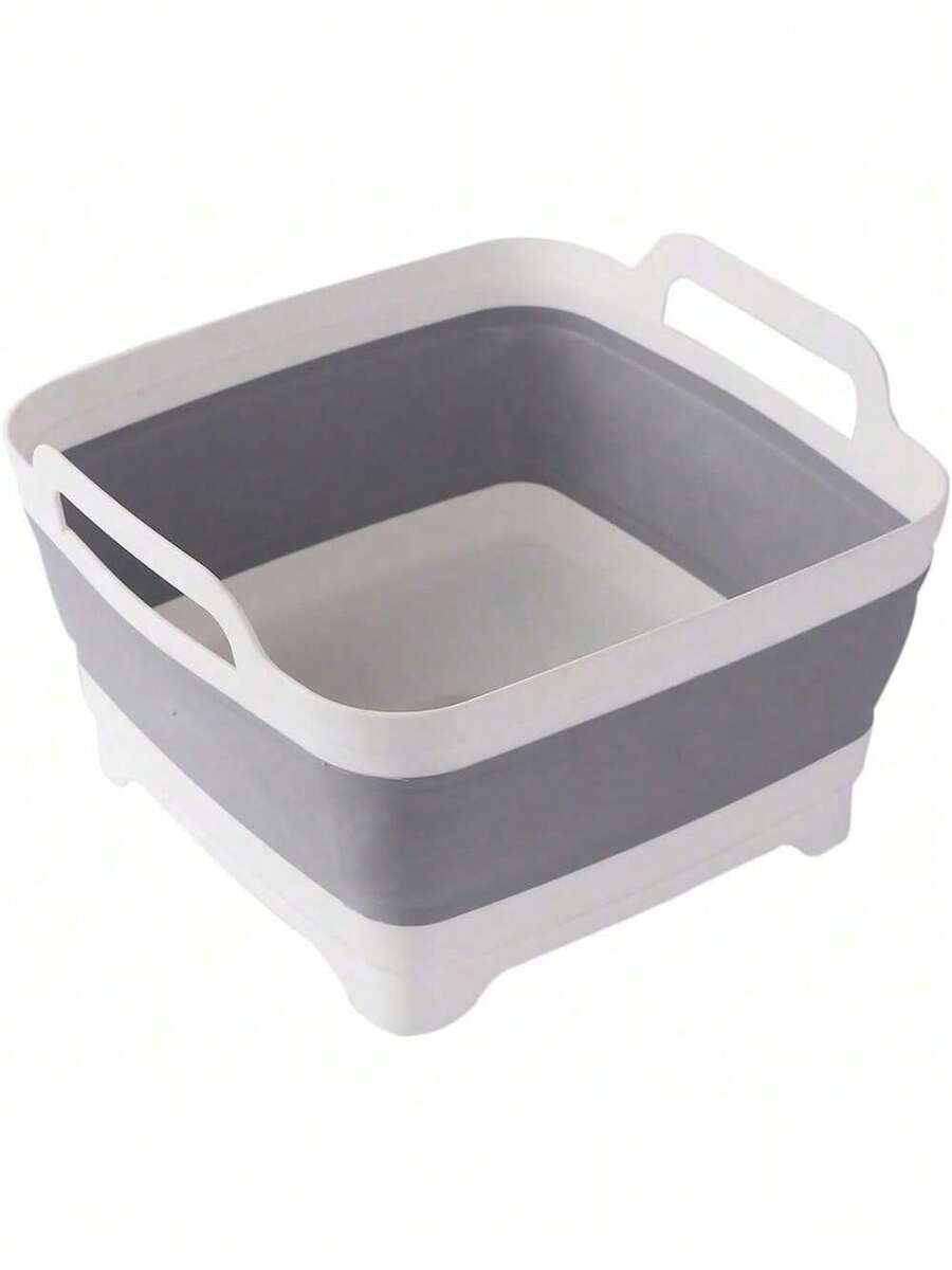 9L Collapsible Dish Basin With Drain Plug And Carry Handles, Large Capacity Washing Tub For RV Sink, Vegetable, Fruit & Food Strainer, Gray - Xám - Xem 1