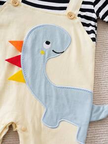 Yierying Mono corto de manga corta con estilo suspensor de dinosaurio lindo para bebé/niño pequeño, primavera/verano
