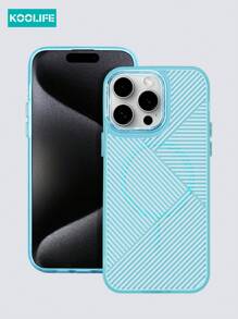 Koolife 1pc Fine Circle Magnetic Anti-Slip Anti-Sweat PC+TPU Splicing Striped Phone Case, Matte Texture, Raised Camera Protection, Suitable Compatible With Apple IPhone11/12/12pro/12plus/13/13pro/13promax/14/14pro/14promax/15/15plus/15pro/15promax/16/16plus/16pro/16promax/16e