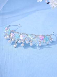 1pc Elegant Crystal Princess Crown, Seashell, Star Decor Headband, Performance/Birthday Gift Tiara - 彩色 - 查看 4