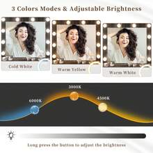 EnHomee Vanity Desk With Mirror And Lights,31 Inch Make Up Vanity With Charging Station,Dressing Table Makeup Desk With 2 Drawers,3 Color Modes Adjustable Brightness - 深橡木色 - 查看 3