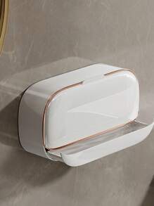 豪华壁挂式带盖皂架,高端排水皂架,防水皂盒收纳,适用于浴室、淋浴间、旅行、学校宿舍,简易皂架,洗漱用品,浴室挂件,浴室收纳架,开学季用品,居家生活用品 - 彩色 - 查看 9