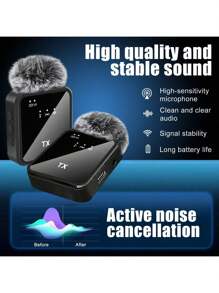 Wireless Lavalier Microphone For Phone IPad TypeC Lapel Mics Plug-Play 2.4G Ultra-Low Delay Built-In Noise Reduction Chip Working Time For Video Recording Interview Podcast Vlog