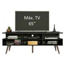 Madesa London TV Stand Rack For TVs Up To 65'', Black - Black - View 5
