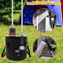 Portable Shower Camping Shower, Outdoor Camp Shower Pump With 5 Gallons Collapsible Bucket, Rechargeable Shower Battery Powered Handheld Shower Head Kit For Camping, Beach Washing, Pet Cleaning - 1 - 查看 4