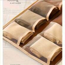 2-Sided Underwear Storage Bag, 17 Grids Front + 5 Pockets Back, Multi-Functional Hanging Wall Mounted Mesh Bag, Large Capacity For Panties, Socks, Bras, Suitable For Closet/Dorm