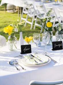 3/6/12pcs L-Shaped Mini Chalkboard Signs Acrylic Chalkboard Buffet Tags Small Black Food Display Stands For Message Board Signs, Weddings, Tents, Birthday Parties ﻿,Christmas Decoration,Bedroom Decor,Room Decor Bedroom,Christmas Gifts,Christmas Decorations,Christmas Decorations Home