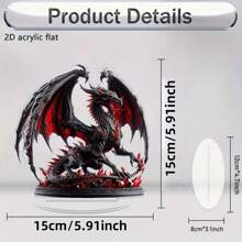 [Holiday Gift] Gothic Dragon 2D Acrylic Statue (0.3cm Thick, With Base) | Decorative Use | Suitable For Various Room Types | Perfect Holiday Gift