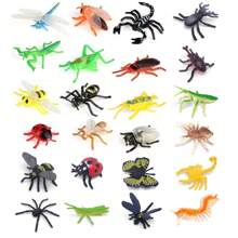 24pcs Realistic PVC Insect Model Toys, Simulation Archaeologic Digging Joke Soft Rubber Animal Butterfly Bee Specimen Decoration Stress Relief Toys