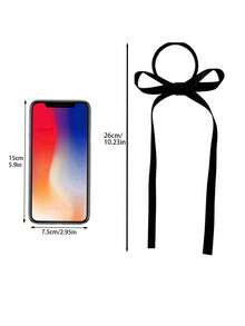 6条装女士黑色/米色/粉色20厘米/7.84英寸超长蝴蝶结发圈，优雅可爱简约时尚街头风高端缎面蝴蝶结复古宫廷风极简主义，适合女性日常装饰、发型、化妆、通勤、度假、上学、派对、节日、送礼、马尾辫发圈、发绳、橡皮筋发圈、发绳、弹性发圈、发饰、礼品头饰弹力带 - 彩色 - 查看 5