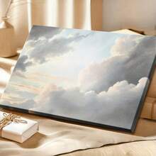 1pc Framed Canvas Wall Art Vintage Decor, Room Decor Classical Oil Painting Canvas Prints Study Of Clouds With A Sunset Near Rome Vintage Landscape Wall Art Home Decor Poster - Wrapped Framed Canvas, Horizontal - Khung vải - Xem 3