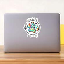 1PC Just A Girl Who Loves Her Dog Sticker, Cute Colorful Paw Print Laptop Decal, Dog Mom Water Bottle & Tumbler Sticker, Waterproof Durable Vinyl Die Cut Decal For Car, Puppy Lover Gift For Women, Aesthetic Pet Decor - Multicolor - View 9