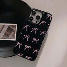 1 件粉色蝴蝶结和蓝色蕾丝蝴蝶结设计手机壳，适用于 Apple