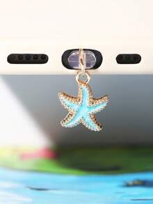 1/4pcs Multicolor Starfish Dust Plug, Creative Cute Fashion Marine Life, Glossy Alloy Metal Pendant, Transparent Silicone Dust Plug Accessory For Smartphone, Tablet, Kindle, Charging Port Decor, Suitable As Small Gift, Compatible With IPhone Lightning/Type-C, Firmly Protects Charging Port From Water, Moisture And Dirt