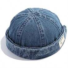 1Pc Men Sports Outdoor Clothing Casual Brimless Hat Brimless Denim Hat Men Women Retro Caps Washed Cowboy Skullcap Fashion Dome Cap Hiking Hat, Head Circumference Adjustable - 1 cái - Xem 10