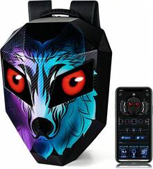 Gelrova LED Backpack With Light Up Moving Eyes,Cool Motorcycle Backpack Hard Shell Laptop Backpack, Knight Serise 19in (Large) - Multicolor - View 16