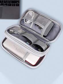 1 件双层数码配件收纳袋，电子收纳旅行通用线缆整理袋，适用于手机、数据线、硬币、珠宝、分类收纳、移动电源、鼠标、充电器、数据线、硬盘盒、保护套、收纳袋、耳机袋、旅行打包袋