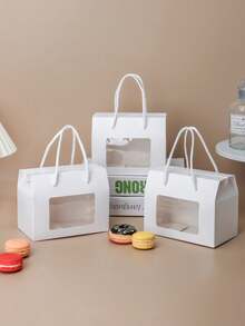 4 件/8 件白色手持窗盒，适用于饼干、夹心饼干、苏打饼干、马卡龙、糖果、迷你蛋糕和零食，适合生日、派对、婚礼礼品包装