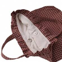 Women Shoulder Bags - 酒紅格紋(含緞帶) - 查看 6