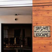 "Zamknij bramę, pies ucieka" – zabytkowy aluminiowy znak do domu, garażu, kuchni, baru, wodoodporny i pyłoszczelny, idealny prezent dla mężczyzn i kobiet