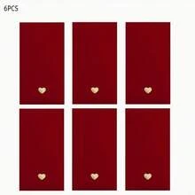 6pcs Minimalist Gold Foil Print Red Envelope, Suitable For New Year Decoration, Valentine's Day, Chinese New Year Red Envelope, New Year Gift, Birthday Gift, Party, Wedding, Best Choice! - Red - View 11