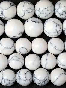 AAA级白色条纹石（4毫米/6毫米/8毫米）和抛光白色玉圆散珠（15英寸串），天然宝石珠，适用于珠宝制作 - 白色 - 查看 5