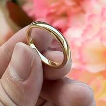 1pc 4mm Classic 18K Gold Plated Stainless Steel Ring, Gold Or Silver Color, Minimalist Curved Plain Design, Elegant Wedding & Anniversary Jewelry Gift, Non-Fading Stainless Steel Fashion Accessory, Minimalist Luxury Design, Suitable For Engagement Or Wedding Ring, Perfect For Proposal And Engagement