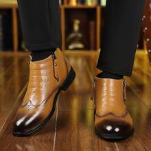 Men's Classic Light Luxury Gentleman Brown  Ankle Boots, With Zippers On The Side, Comfortable And Durable, Must-Have Formal Shoes For Office Business, And Versatile Casual Shoes For Life Parties